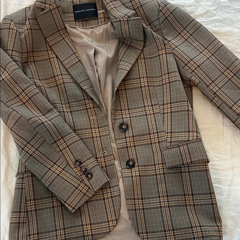 English Factory womens Checkered Blazer